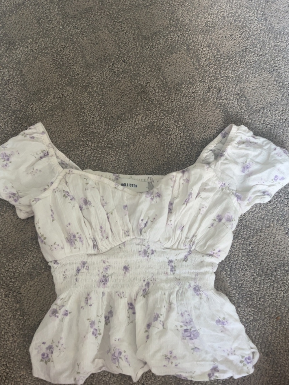 Hollister White Mini Skirt with Light Purple Floral Print